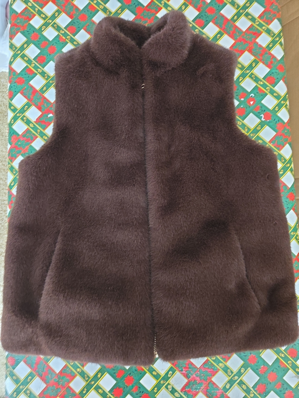 Christian Siriano New York Plush Faux Fur Vest - Dark Brown